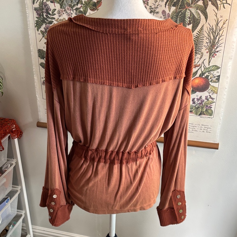 POL Rust Button-Up Blouse Small - image 6